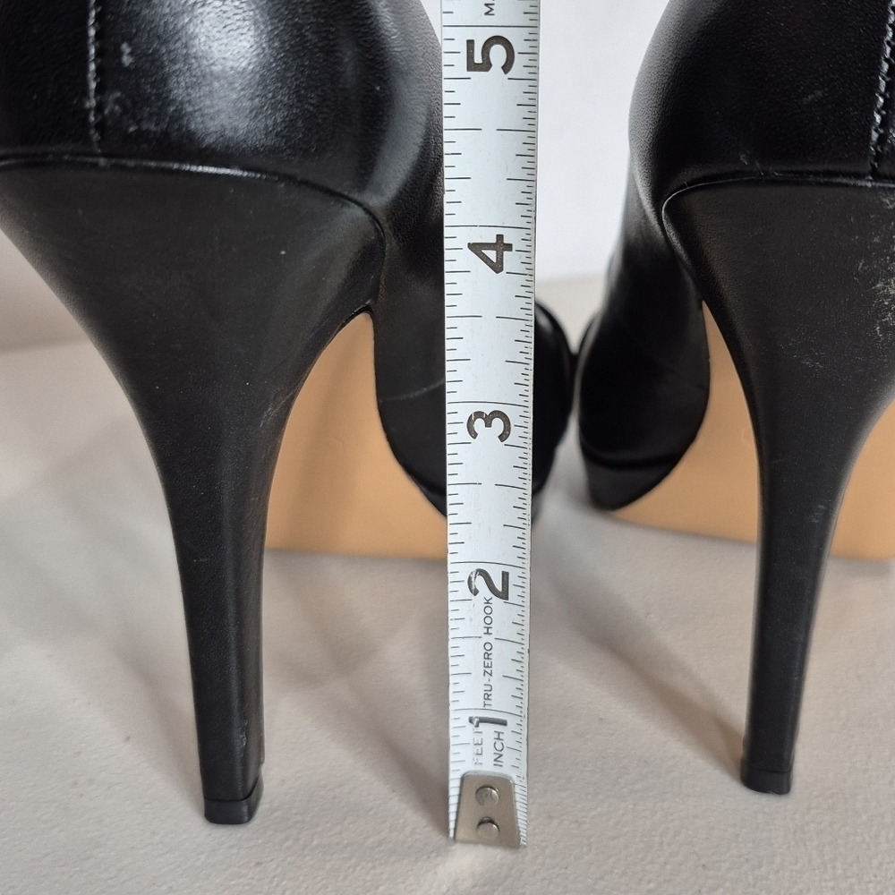 Coach Aliya Black Leather Peep-Toe Platform Stiletto High Heels - Size 7 - Picture 11 of 15